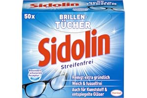‎SIDOLIN Sidolin Brillenputztücher (50 Stück), feuchte Reinigungstücher für Brillen, Displays, Bildschirme, reinigen mühelos und fusselfrei, optimal für unterwegs