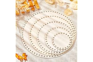 Liekadijiae 5 Stück Korbboden zum Häkeln, Holzboden zum Häkeln, Korbboden 10/15/20/25/30cm, Korbboden Aus Holz, Korbboden Zum Häkeln, Naturholzkorbboden, für Heimwerker-Korbflechten Für Heimtextilien