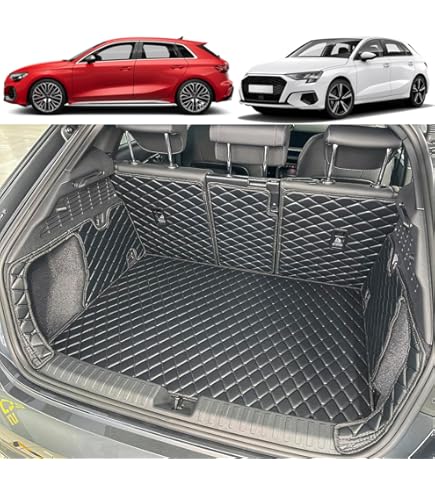 RECAMBO Rubberen matten & kofferbakkuipset geschikt voor Audi A3 8P Sportback | 2003-2012 - 100% perfecte pasvorm autovloermatten en kofferbakmat van hoogwaardig antislip TPE - zwart
