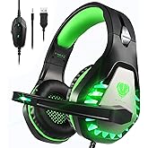 Pacrate Auriculares para Videojuegos 2023 - PS4 PS5 PC Xbox One, Xbox Series X - LED Clarity Sound con Micrófono de Cancelaci