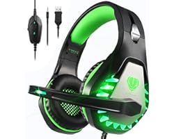Pacrate Stereo Gaming Headset for PS4, PS5,Xbox Series X,Xbox One, PC with Noise Cancelling Mic - Wired Headset - Soft Memory