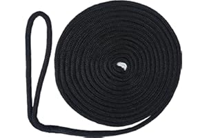 OROOTL Sailing Boat Dock Lines Double Braided Nylon Anchor Lines Pre-spliced with a 12" Loop Marine-Grade Boat Rope Mooring Lines for Boats (L:16.5 Ft/ 25 Ft/ 50Ft, D:3/8", 1/2", 5/8")