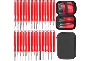 RUNYU® 30 Pièces Terminal Ejector Kit, Automobile Extracteur de Cosses, Outil de Déverrouillage de Voiture pour Retrait de Connecteur de Câble de Voiture (Rouge)