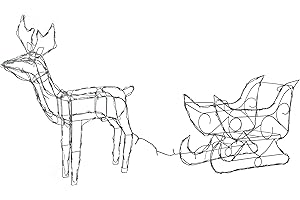 WeRChristmas Pre-Lit Animated Multi-Function Reindeer and Sleigh Silhouette, 80 cm - Bright White