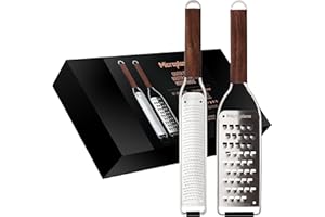 Microplane Set de râpes de cuisine (Zesteur & Très Gros Grains) pour agrumes, fromage à pâte dure, noix de muscade, pomme de terre, courgette et carotte de la Collection Master en bois de noyer