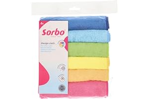Sorbo Zestaw 6 ściereczek do czyszczenia z mikrofibry, wielofunkcyjne ręczniki do czyszczenia, bez smug, super chłonne i nadające się do prania, do czyszczenia samochodu, domu, kuchni, okien, 40 x 40