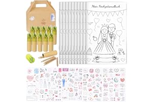 Herefun Hochzeitsmalbuch Kinder, 10er Malbuch Hochzeit für Kinder, Kindermalbuch Hochzeit, Beschäftigung mit Buntstiften & Aufkleber für Kinder Hochzeit Gastgeschenke (10pcs)