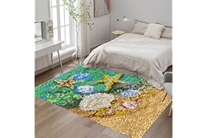 TEHOCWIZ Kits de Crochet de Loquet Point de Croix Kit Tapis Point Noué à Faire CréAtion de Tapis et Canvas Kit 69 x102 cm Latch Hook Kit de Tapisserie pour Adultes, Débutants