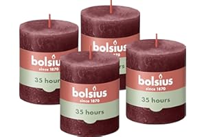 Bolsius Rustik Stumpenkerzen - Taupe - 4 Stück - 8 x 7 cm - Länge Brenndauer 35 Stunden - Unparfümierte - Natürliches Pflanzenwachs - Ohne Palmöl