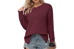 GRECERELLE Women's Chunky Knit Jumpers Winter Warm Sherpa Fleece Fuzzy Fluffy Tops Ladies Casual Crew Neck Tunic Sweaters Autumn Spring Warm Soft Pullover for Women UK