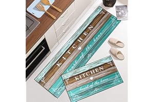 7VSTOHS Tappetini da cucina 2 pezzi, Tappeto Cucina Antiscivolo, Antiscivolo Impermeabile PVC Tappeti da Cucina, lavabile, Adatto per corridoi, cucine, bagni, 43x75+43x150cm