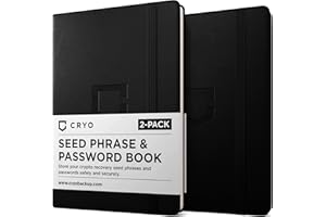 CRYO Crypto Seed Phrase Storage Notebook - Waterproof Stone Paper Book - Recovery Phrase Password Keeper Journal - Safe Cryptocurrency Key Wallet Backup - Pocket Size 2-Pack