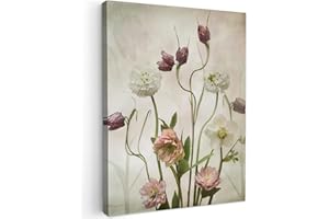 MuchoWow© Leinwandbild 50x70 cm Dekoration Wohnzimmer Vintage Bilder Aufhängen Wall Decoration Living Room Wohnungs Deko Moderne Blumen - Frühling - Garten - Trockenblumen