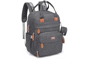 BabbleRoo Sac à Dos à Langer avec Matelas à Langer pour Bébé – Grande Capacité Sac à Couches Multifonction Imperméable Sac de Voyage avec étui à sucette détachable, Unisexe