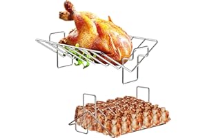 BBQ Future V-Shaped Turkey Racks for Big Green Egg, Stainless Steel Turkey Roaster Rack and Rib Racks for Grilling and Smoking, Dual-Purpose Roasting Rack for Large Big Green Egg, Kamado Joe