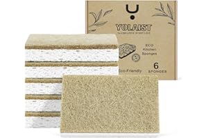 Yolaist 6 Pack Eco Sponges Washing Up - Biodegradable Washing Up Sponge - Durable Natural Dish Sponge with Non-scratch Scouring Pads