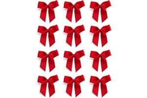 Italian Options Small Grosgrain Ribbon Bows, Self Adhesive Bows for Crafting, Gifts, Sewing, Hair Bow, Wedding Stationery, Floristry, Cakes, Crafts, Decorations, Red, 12 Pack, 5cm