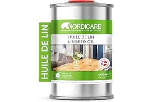 Nordicare huile de lin [1 litre] huile de lin pour bois universel I protection du bois 100% biologique I huile de lin bio pour bois interieur et exterieur I huile bois, huile de lin cuite