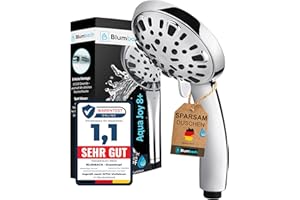 BLUMBACH® Duschkopf wassersparend - Hochdruck Duschkopf Aqua Joy - 8 Strahlarten, Duschbrause druckerhöhend, Brausekopf, Shower Head, wassersparender Sparduschkopf, hoher Wasserdruck starker Strahl