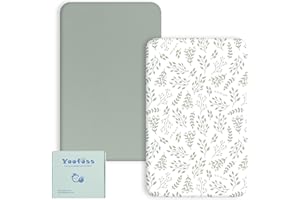 Yoofoss Prześcieradła z gumką dla niemowląt, 60 x 120 cm, z mikrofibry, oddychające, ochraniacze na materac, prześcieradło do łóżeczka dziecięcego, 2 sztuki