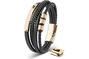 SERASAR Pulseras de cuero premium para hombre | Cierre seguro de acero inoxidable | Tres colores | Joyero Incluido