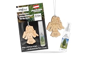 ‎SAGL.TIROL HOLZMANUFAKTUR sagl.tirol Auto Duft aus Zirben Holz [100% Bio] inkl. Zirben Raum Parfüm 5ml I verschiedene Motive I natürlicher Auto Duftbaum I Auto Duft Innenraum I Auto Lufterfrischer I Autoduft I Schutzengel