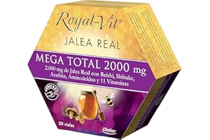Dielisa - Royal Vit Jalea Real Mega total, Complemento Alimenticio con 2000mg de Jalea Real,Reishi, Shiitake, Aminoácidos y Vitaminas,Ayuda al Sistema Inmunológico y al Equilibrio Emocional - 20Viales