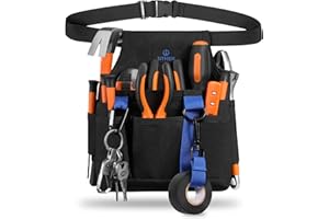 SITHON Sacoche à Outils Professionnelle, Réglable Porte-Outil Sac de Ceinture avec Plusieurs Poches pour Outils Marteau Lampe de Poche et Clés pour Électricien d'entretien, Noir