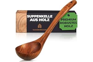 WOODENHOUSE LIFELONG QUALITY Holz Suppenkelle mit langem Griff (31,5 cm), Kochlöffel Suppenlöffel Schöpfkelle Schopflöffel Saucenlöffel – Küchenzubehör Küchengeschirr Küchenutensilien - hochwertig & nachhaltig