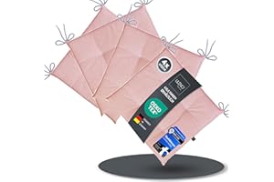 ‎LILENO HOME LILENO HOME 4er Set Stuhlkissen Rosé (40x40x4,5 cm) - Sitzkissen für Gartenstuhl, Küche oder Esszimmerstuhl - UV-beständige Indoor u. Outdoor Stuhlauflage als Stuhl Kissen (Laura FUM)
