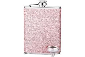 XBFOCNH Flasque a Alcool en Acier Inoxydable, avec 1 Entonnoir et 1 Verres à Vin lasque de Poche Portable Étanche Flasque Alcool pour Randonnée Voyage (7 oz/206ml)