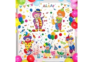 BOOMTOP 9 Blatt Fensterbilder Karneval Selbstklebend Clown Fenster Aufkleber Fasching Fenster Abziehbilder Sticker Geburtstagsparty Clown Deko Kinderzimmer Abziehbilder Aufkleber Party Dekoration
