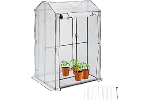 Relaxdays Serra da Balcone e Giardino, con 4 Ripiani, 150 x 100 x 80 cm, in PVC, Telaio in Acciaio, Trasparente Verde