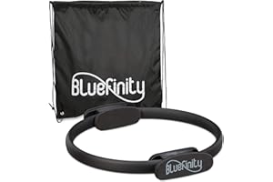 Bluefinity 2 x Pilates Ring with Exercises, Double Handle, Padded, Resistance Ring, Yoga, Fibreglass, Sports Ring, Diameter 37 cm, Black
