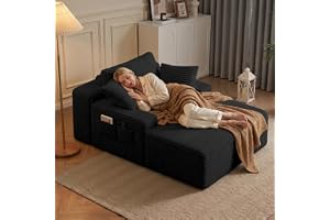 Xbro Relax soffa utan ribbad sammet, vadderad schäslong soffa med hög motståndskraft med 3 kuddar, sidofickor, för vardagsrum