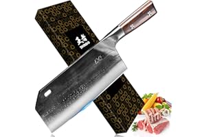 ENOKING mannaia da cucina 20.5cm, coltelli da cucina professionali, coltello cucina acciaio ad alto tenore di carbonio forgiato a mano per cucine domestiche e ristoranti