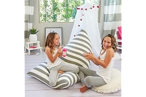 ‎BUTTERFLY CRAZE Butterfly Craze Sitzsackbezug, Bequeme Bodenliege für Jungen oder Mädchen, Füllung Nicht im Lieferumfang enthalten, grau gestreift