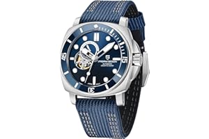 CEYADG Pagani Design Relojes de Pulsera para Hombre Tourbillon Mecánico, Reloj automático para Hombre Esqueleto Esfera Casual Deportivo Nylon Correa de Cuero