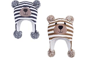 LANGZHEN Bambino Bambini Cappello Invernale Infantile, Earflap Maglia Cappello Caldo Fleece Foderato Beanie per Bambini Bambini Ragazze