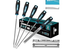 LIBRATON Ensemble de limes à tronçonneuse 5/32", 3/16", 7/32", lime d'affûtage de tronçonneuse, lime à chaîne de scie ronde, lime plate de 15,2 cm, jauge de profondeur, guide de classement, jauge de