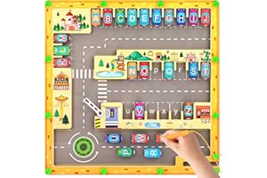 SOOTOUO Giochi Montessori 3 4 5 6 Anni, Labirinto Magnetico in Legno Parcheggio Dell'alfabeto Giochi Educativi Interattivi Bambini Gioco Bambina Giocattoli Bimbo Regalo Compleanno Bambino Maschio Femmina