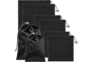INNOHHUSTLE Soft Satin Drawstring Pouch, 6 Pcs Adjustable Jewellery Gift Bag Storage Soft Storage Bags Adult Toy Storage Bags for Women Men Couples Toy Underwear Cosmetic Sunglasses Travel Camping, 3 Sizes (Black