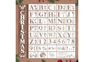 Mocoosy 40Pcs Large Letter Stencils for Painting on Wood-4 Inch Alphabet Stencils & Number Stencils for Crafts Reusable,Plastic Letter Painting Stencil for Christmas Door Wall Glass Art Home Decor DIY