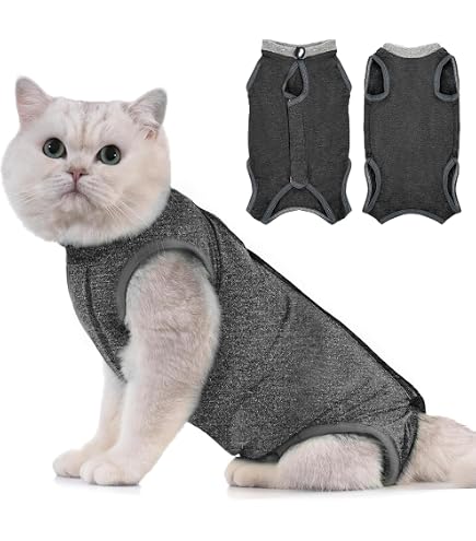 Combinaison Post-Opératoire Pour Chat - Protection Plaies Abdominales, Anti-Léchage - Taille M Bleu
