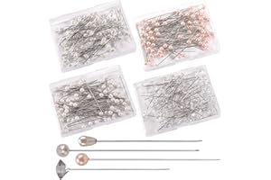 AIEX 320 Pines de Cabeza de Perla, 4 Estilos, Cabeza de Cristal, Ramillete, alfileres de Cabeza Recta para Banquetes, Bodas, Fiestas, Aniversarios