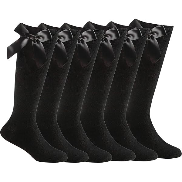 2 Paar Kniehohe Schleifen-Socken Aus Baumwolle – Süß & Bequem, Für Schule, Alltag Oder Cosplay
