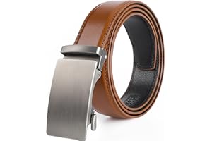 Sunya Ceinture Homme Cuir Marron et Noir, Réglable à Cliquet Ceinture Boucle Automatique 35mm pour Jeans les Pantalons Costumes.