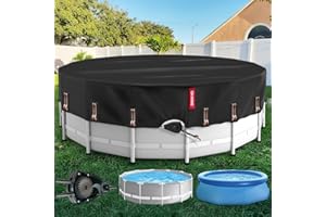 QH.HOME Bâche de Piscine Ronde d'hiver de 5,5 m avec 738N résistante aux déchirures [Tissu 600D Extra Dense] pour Piscine Hors Sol, Couverture Solaire résistante à la décoloration, Coupe-Vent