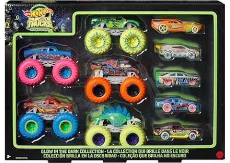 Hot Wheels Glow in the Dark Monster Trucks Leksaksbil, Flerfärgad, Från 3 år x 10 stycken - Amazon Deal & Rabatt
