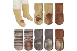 Bigqin 4 Paia Calzini Antiscivolo Bambino Cotone Bimbi Bambini, Addensati Invernali Caldi Calzini di Cotone Antiscivolo, per 0-5 Anni